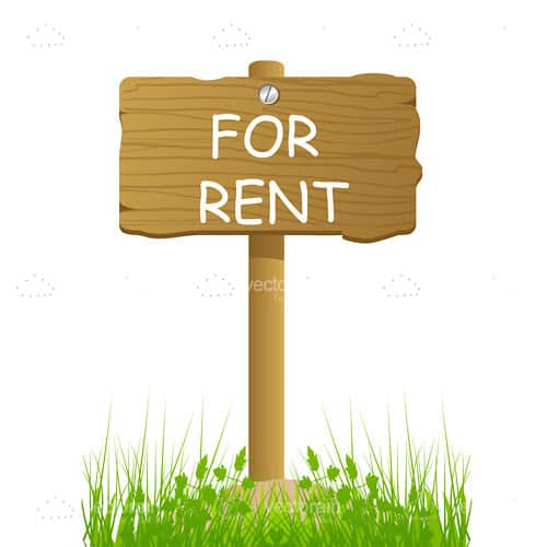 For Rent Text on Wooden Sign